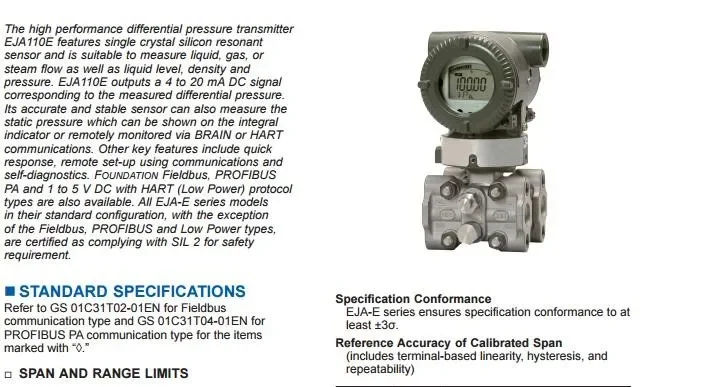 

yokogawa pressure transmitter price eja110e