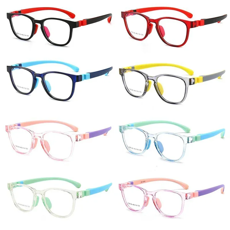 Anti Blue Light Glasses Kids Glasses Anti Blue Light Kids Glasses Square Children Boy Girls Computer Optical Frame Reflective Blocking Eyeglasses Filter TR90 Frame
