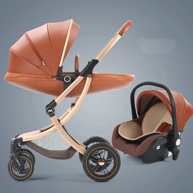 Poussette de luxe 3 en 1 pour nouveau-né et tout-petit, landau réversible,  6 accessoires cadeaux pour poussette, pour 0-36 mois (couleur : kaki) :  : Bébé et Puériculture