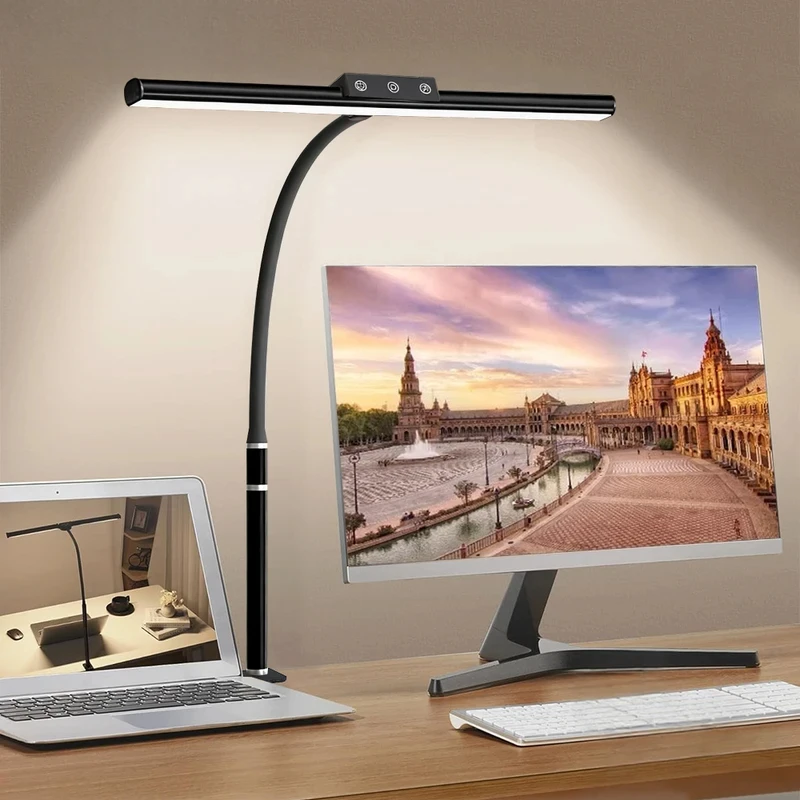 Smart LED Screen Hanging Light, Eye-Caring Monitor Desk Lamp with Flexible Gooseneck, Dimmable Reading Table Lamp for Home Offic