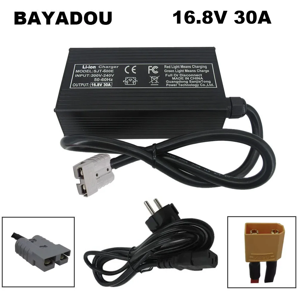 16.8V 30A Fast Charger 14.4V 30A Li-ion Chargers For 4S 14.8V 100AH 200AH 300AH Lithium Energy Storage RV UPS Battery SB50 XT90