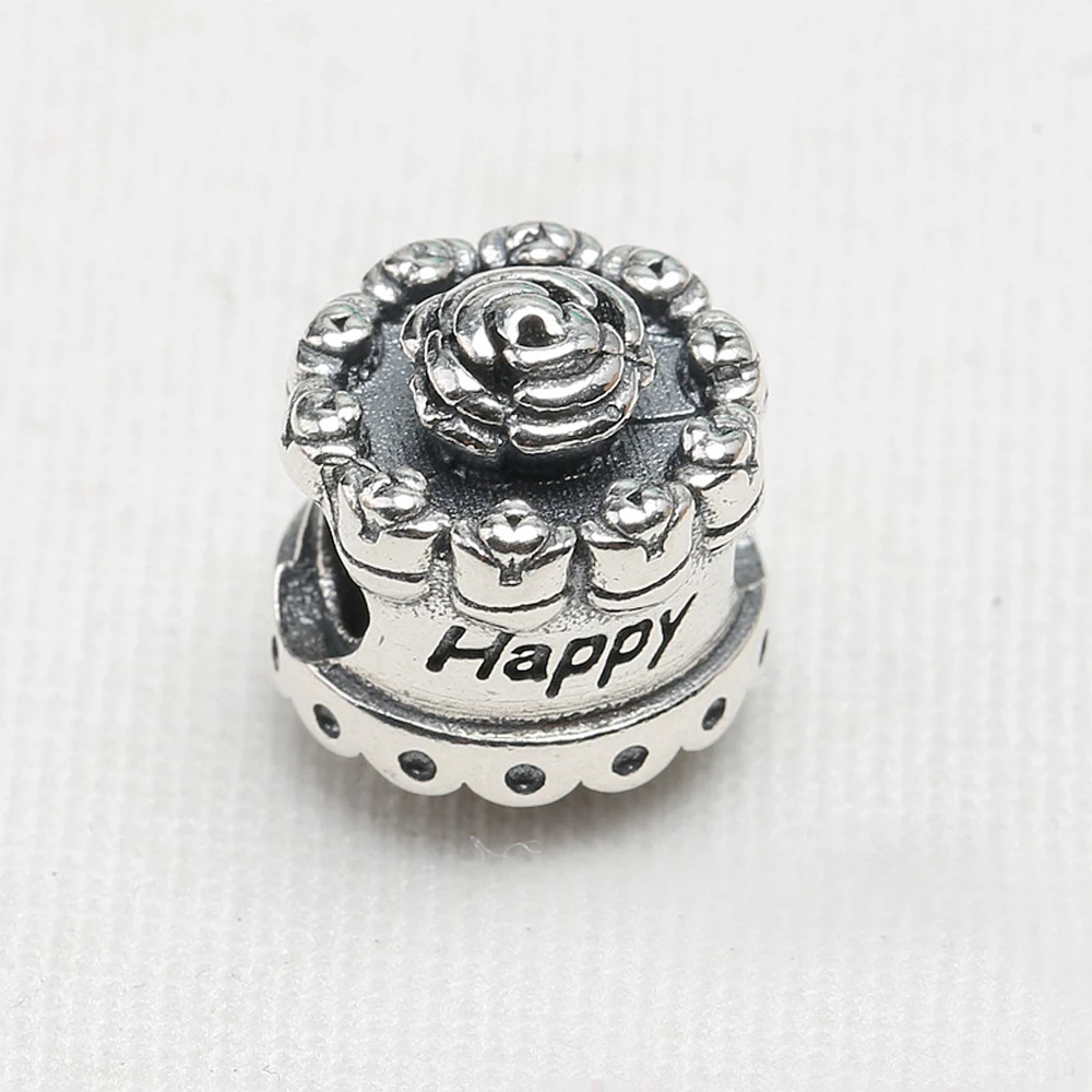 

Authentic 925 Sterling Silver Happy Birthday Cake Charm Bead Fit pandora Bracelet Women Jewelry
