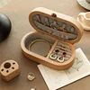 Solid Wood Fortune Cat Jewelry Box,Retro Portable Earrings Rings Premium Jewelry Box Holder Storage,Gift for Couple Friend Girl 1