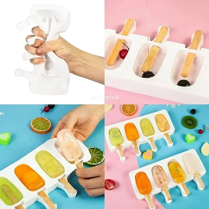 Ice Cream Mold Silicone DIY Chocolate Dessert Popsicle Moulds Tray Ice Cube Maker Homemade Tools Summer Party Supplies