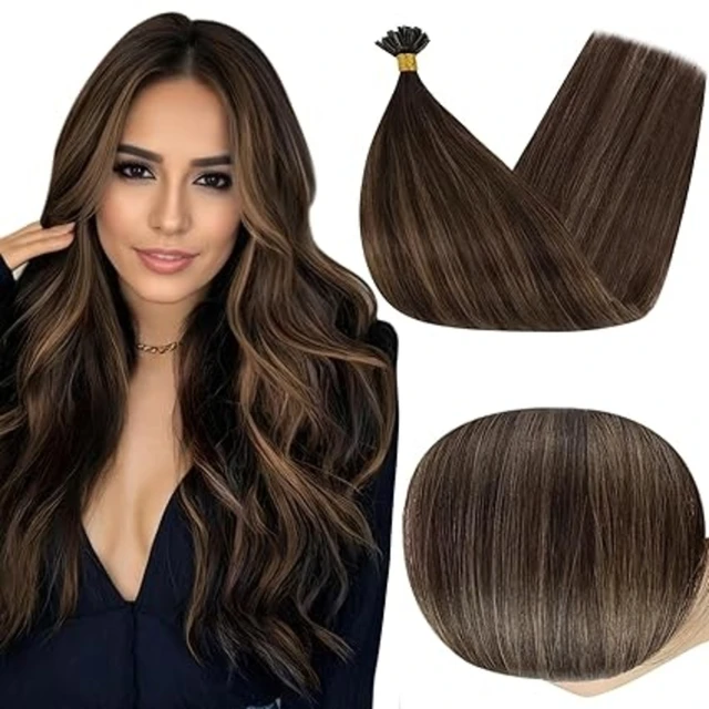 Full Shine 14"-22" Balayage Color U Tip Hair Glue Beads Prebonded Natural Remy Straight Human Hair Extensiones
