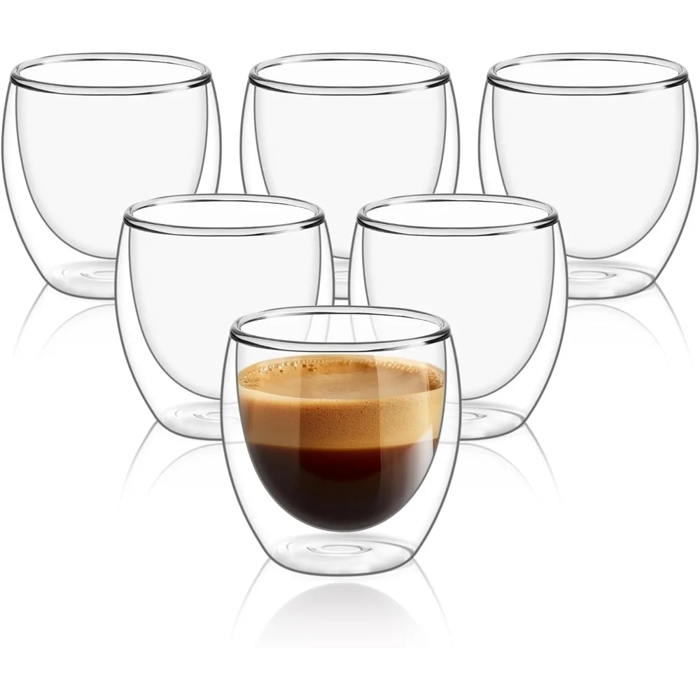 2/4/6PC 80ML/250ML/350ML/450ML Double Walled Insulated Glass Mug for Coffee Milk Juice Tea Clear Espresso Cup Set Glassware Gift glass cup glass mug glass coffee mug