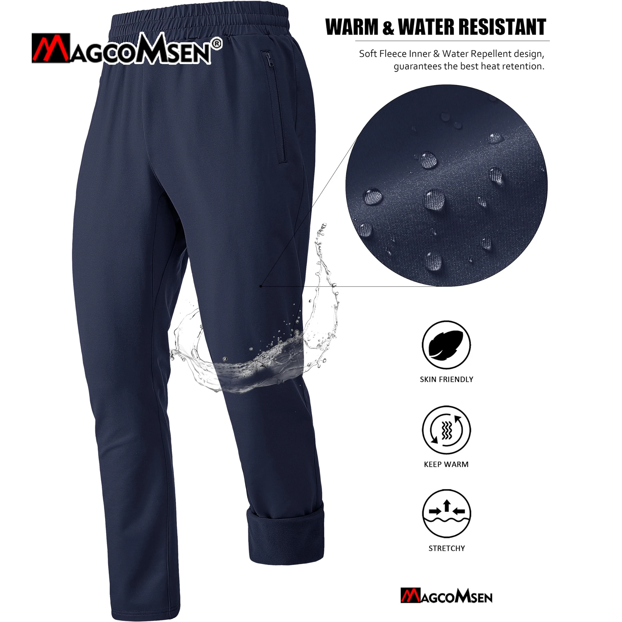 Sport Jogging Trousers Fleece Sweatpants MAGCOMSEN Men's Fleece Lined Sweatpants Winter Thicken Warm Joggers Outdoor Water Repellent Sport Pants