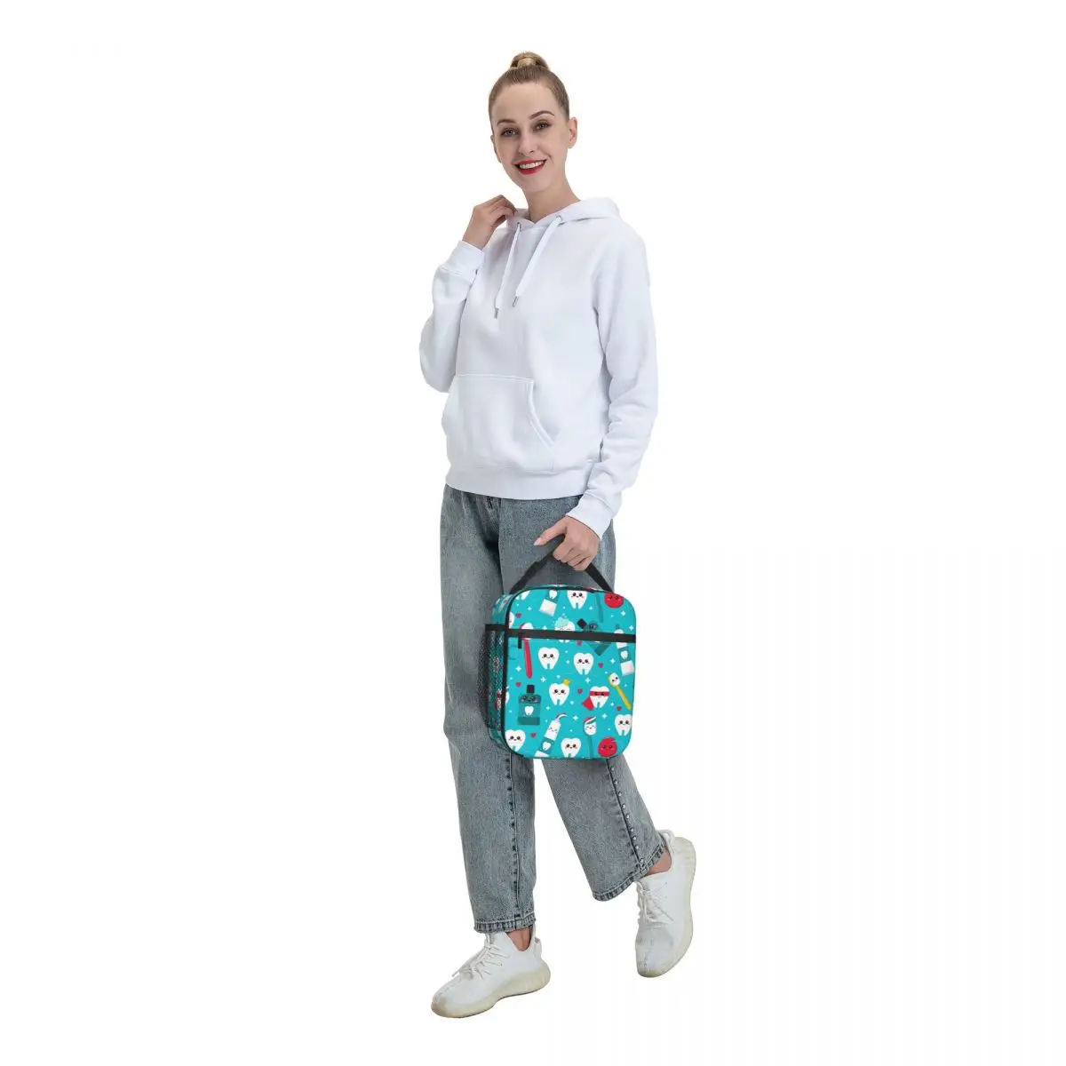 Dentist Cartoon Pattern Insulated Lunch Bag for Women Leakproof Tooth Medical Cooler Thermal Bento Box Office Work School