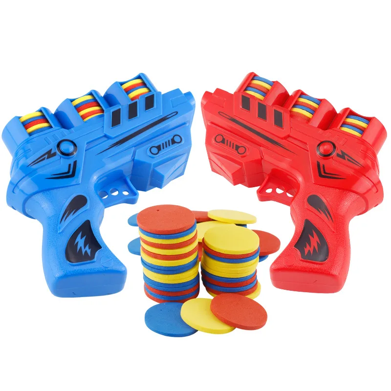 Children Fun Toys Flying Saucer Guns Ejection Flying Disc 100 EVA Soft Bullets Toy Gun Kids Outdoor Games Interactive Sport Toys 2