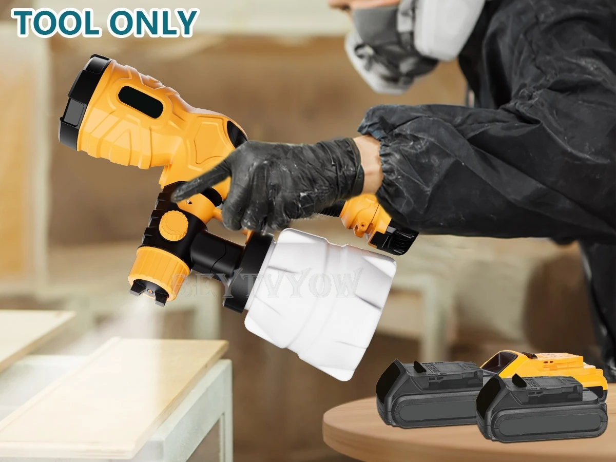 Beytvyow 1000ML Cordless Spray Gun for Dewalt 20V Battery Brushless Motor Home E