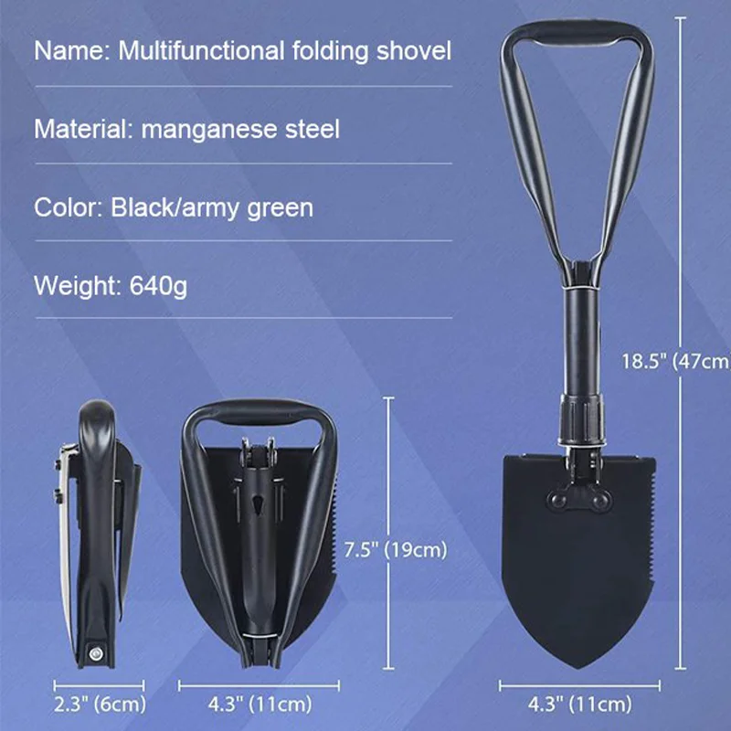 Outdoor Shovel Multifunctional Camping Shovel Outdoor Portable Army Green Engineer Fishing Carbon Steel Material garden shovel portable shovel folding shovel survival shovel