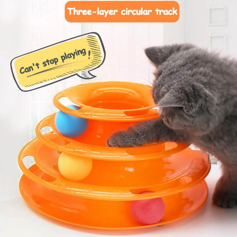 Interactive Tower Cat Toy Turntable Roller Balls Toys for Cats Kitten