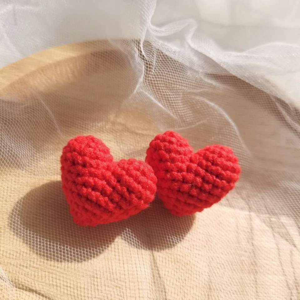 1/2/3pcs Pink red Crocheted Heart Cards Handmade Crochet Love Ornament Valentine's Day Gift Wedding Gifts