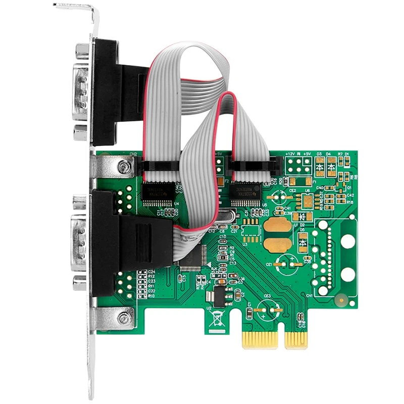 PCIE RS232 직렬 어댑터 카드용 2포트 기본 PCI PCI-E DB9 