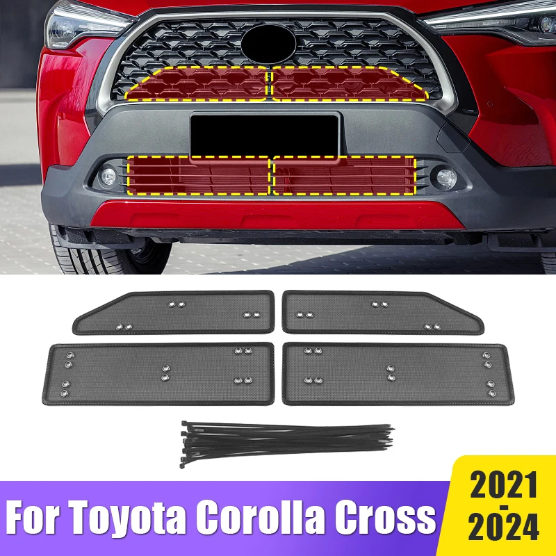 For Toyota Corolla Cross 2021 2022 2023 2024 XG10 Hybrid Car Front Racing  Grille Insect Screen Body Protection Cover Accessories