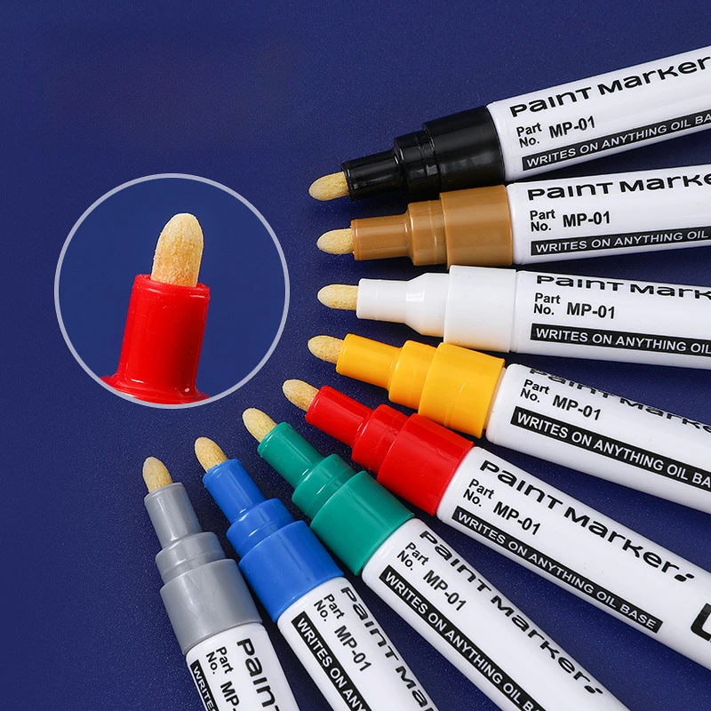 1 Pcs Colorful Permanent Paint Marker Waterproof White Markers 12 Colors Tire Tread Rubber Fabric Metal