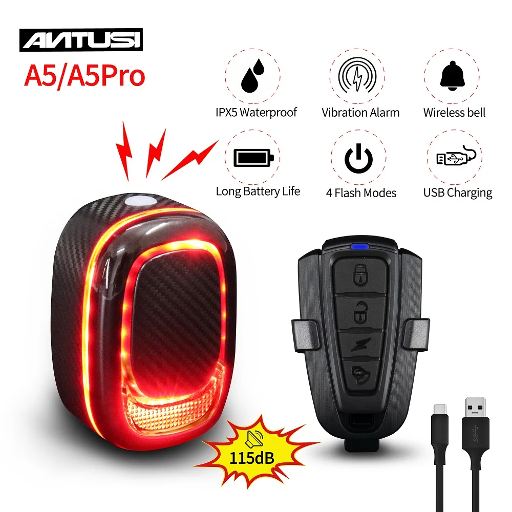 ANTUSIWirelessWaterproofBikeBurglarAlarmA5proSmartAutoBrake