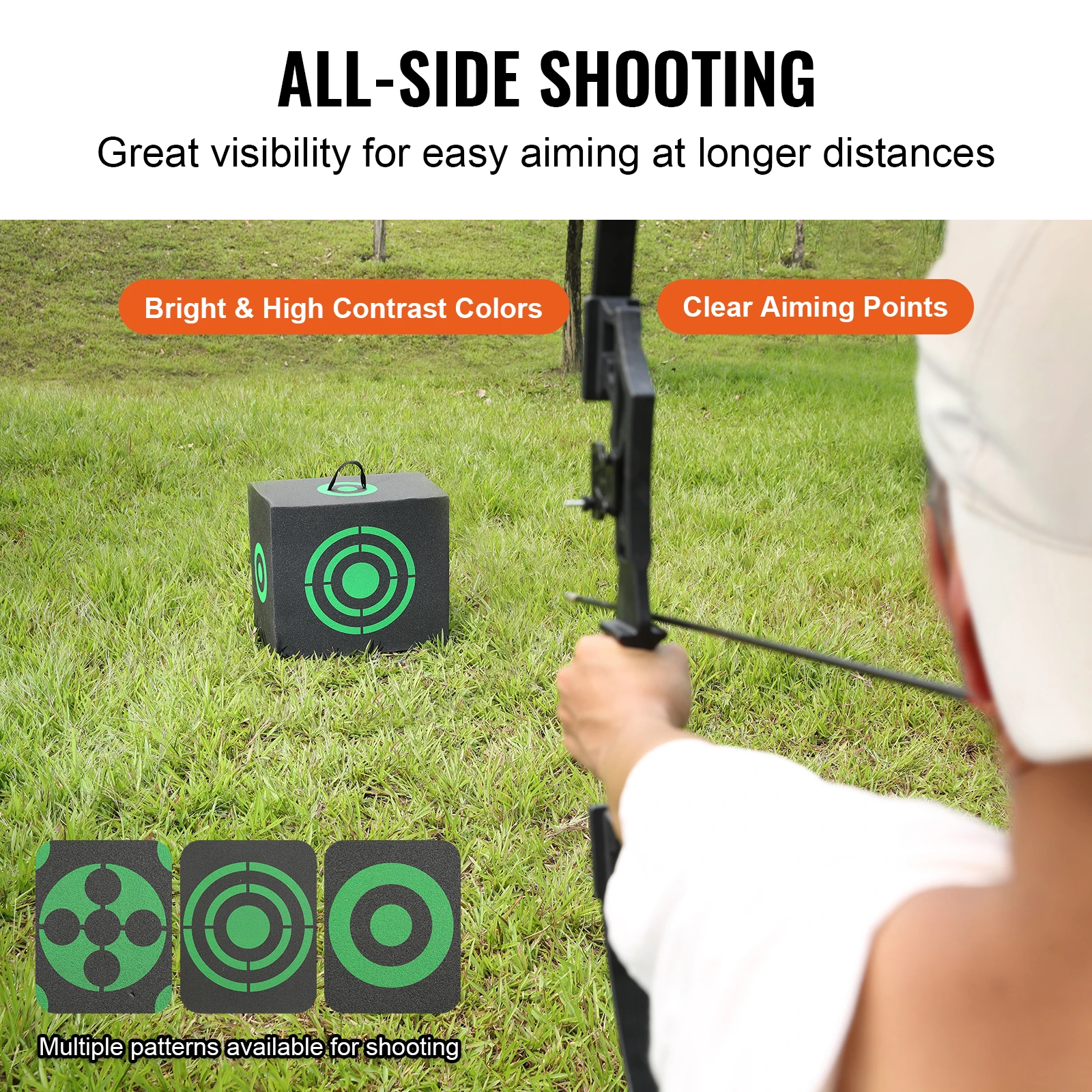 VEVOR 16"x18" Archery Target All-side Shotting Archery Arrow Target  Outdoor Portable Archery Target with Carry Handle  Black