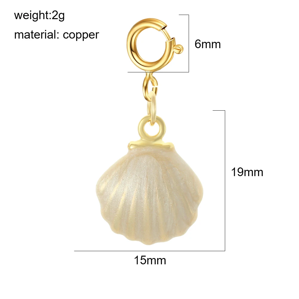 Süße Frühlingsschnalle Sommer Ozean Stil 18 Karat vergoldet Emaille Meerjungfrau Seestern Muschel Muschel Charms Anhänger DIY Damen Halskette – Detail 20
