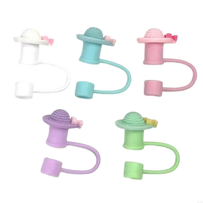 Drinking Straw Caps Plugs Portable Straw Caps Lovely Hat Silicone Covers Accessories Enduring B03E