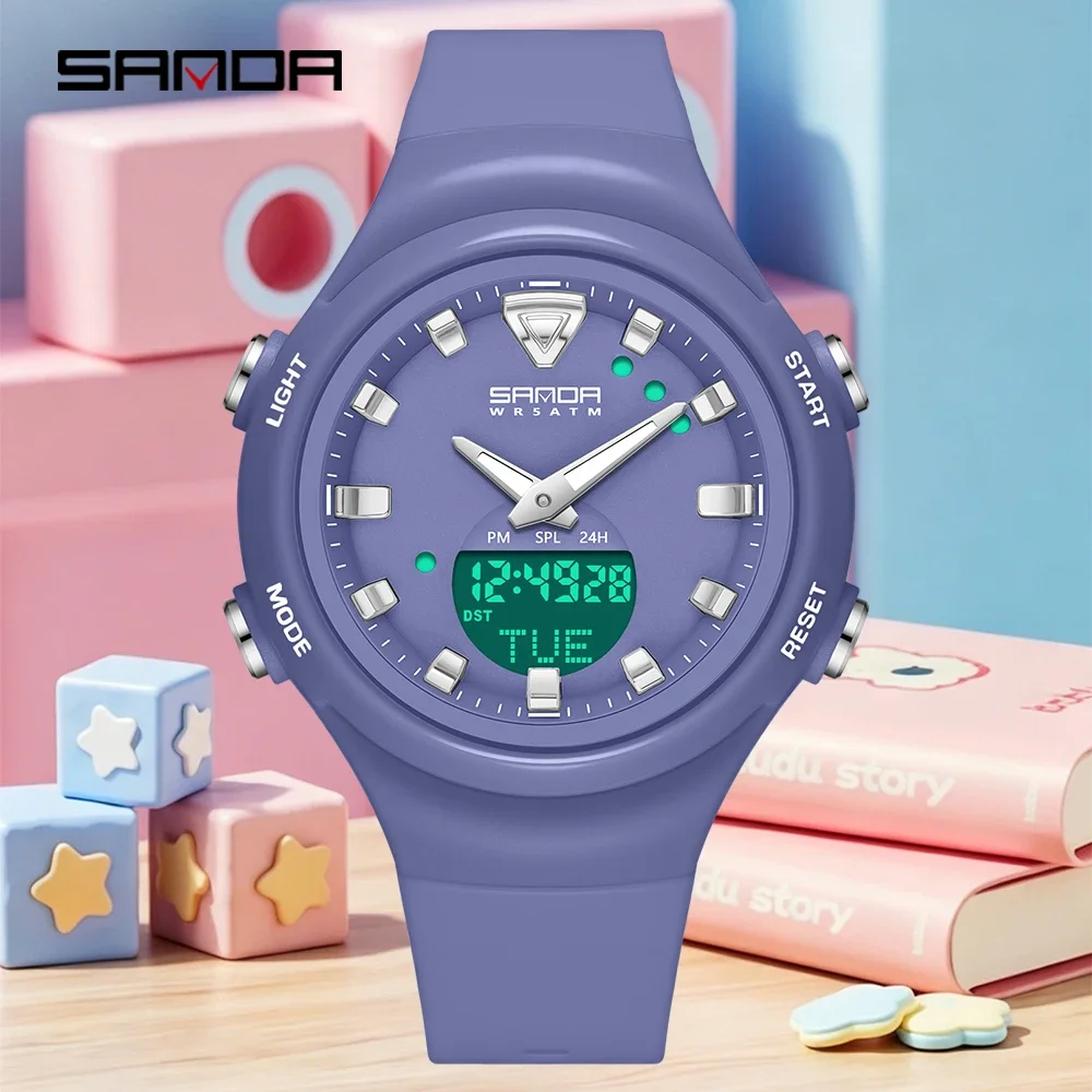 SANDA Men's Dual Display Luminous Sports Watch - Shockproof Fashion Electronic Quartz