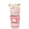 Sanrio Hello Kitty Door Storage Hanging Bag Wall Fabric Hanging Hairpin Sundries Storage Rack Layered Jewelry Organizer Box Cute 5