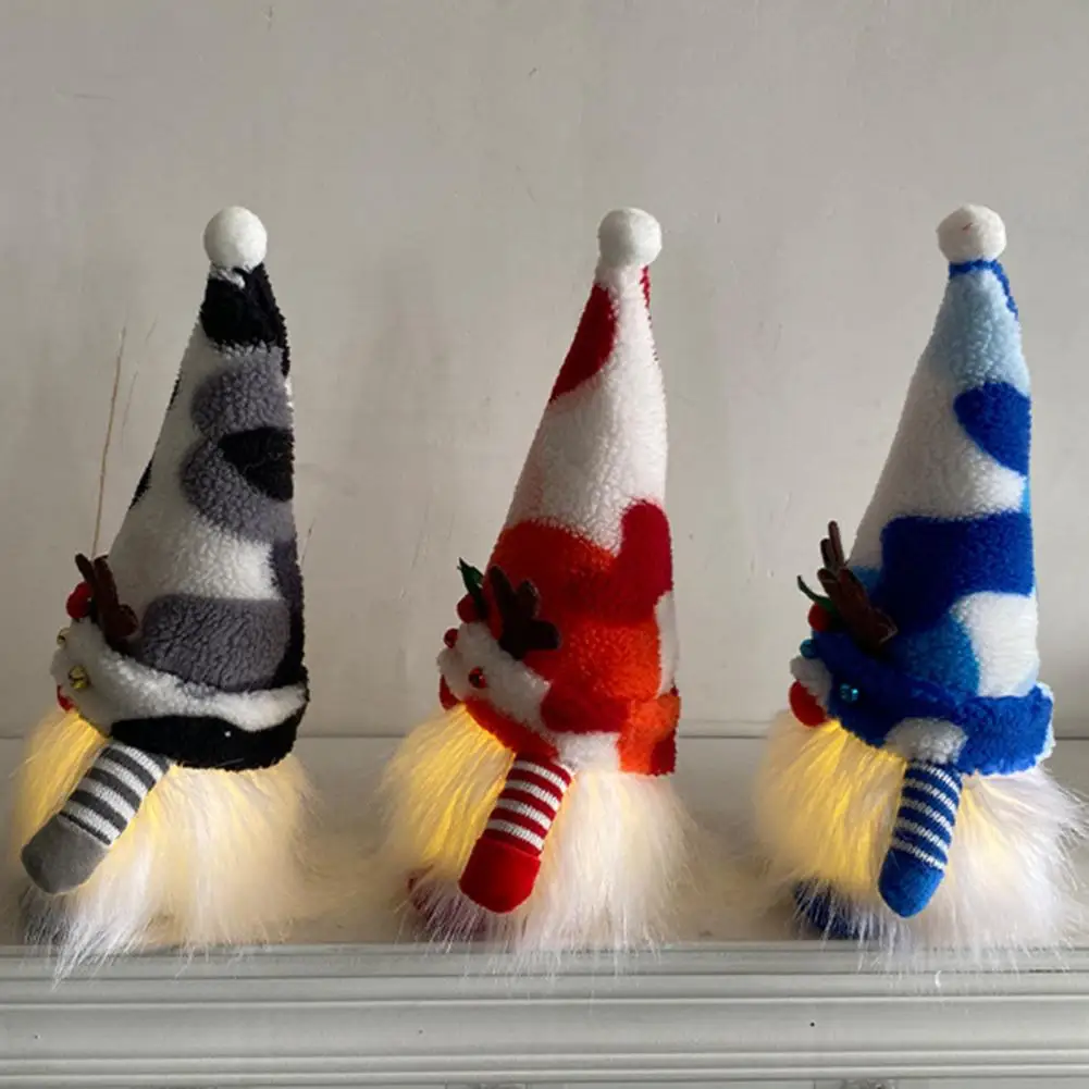 

Led Gnome with Elk Horn Festive Christmas Gnome Ornament Glowing Plush Hat Elk Horn Berries Warm Xmas Decoration Gift Christmas