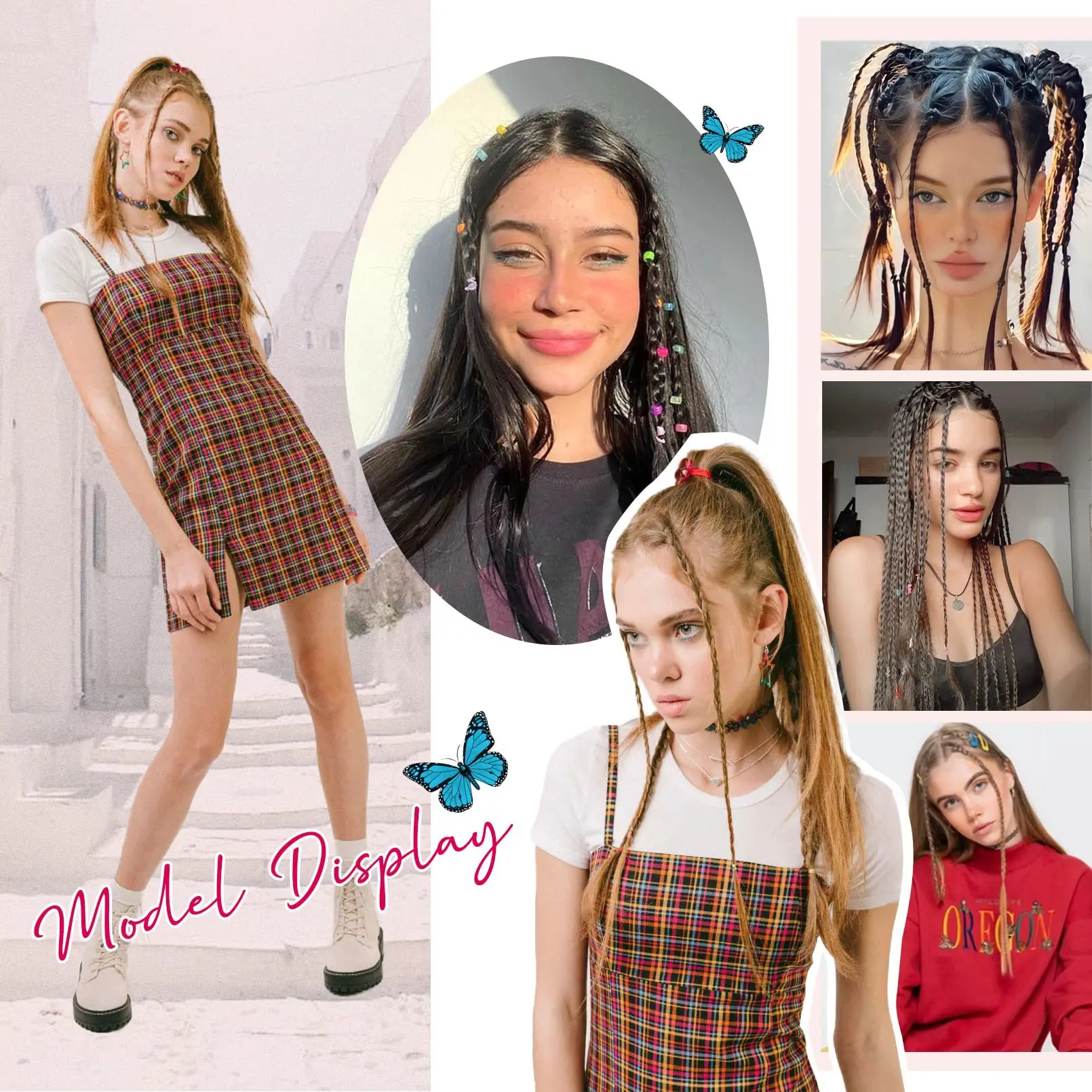 Synthetic Wig Braids With Clip Boxing Braid Dreadlocks Clip In Hair Extension Dirty Braids Boxer Braid Heat Resistat Hairpieces 6