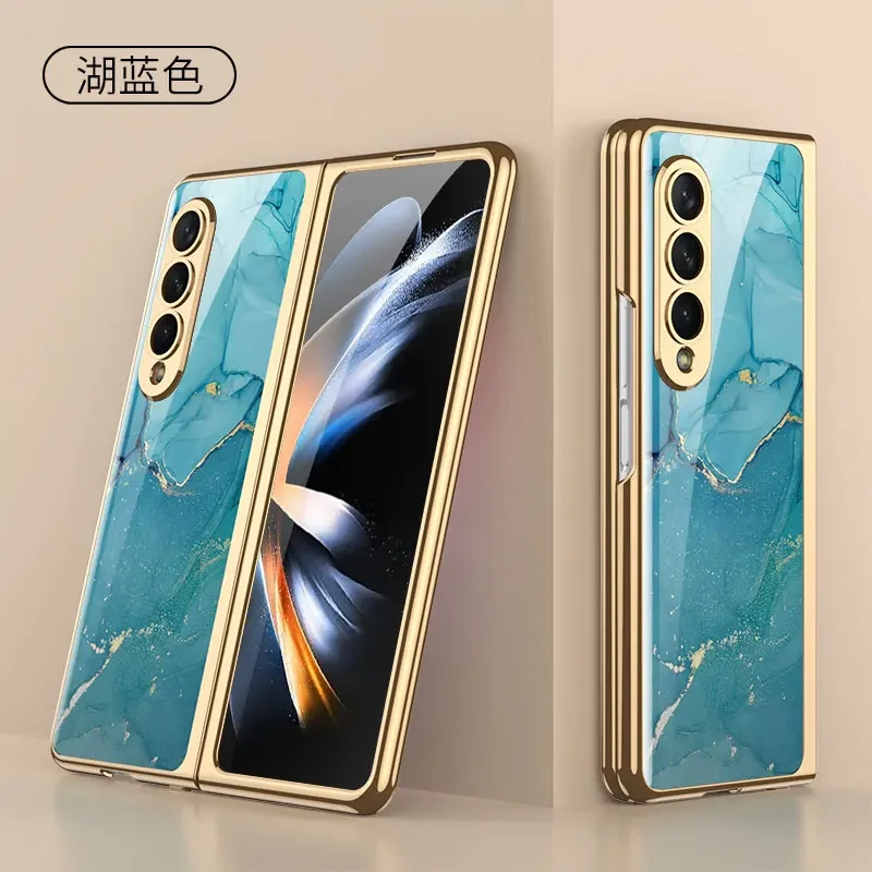 For Samsung Galaxy Z fold 3 case electroplated painted pattern tempered glass co