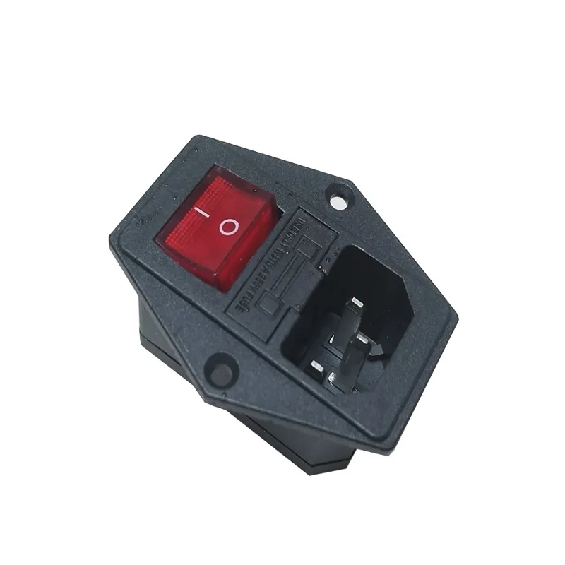 1pcs 10A 250V Power Switch AC Power Outlet With Red Triple Rocker Switch Fused Module Plug For 3D Printer Parts