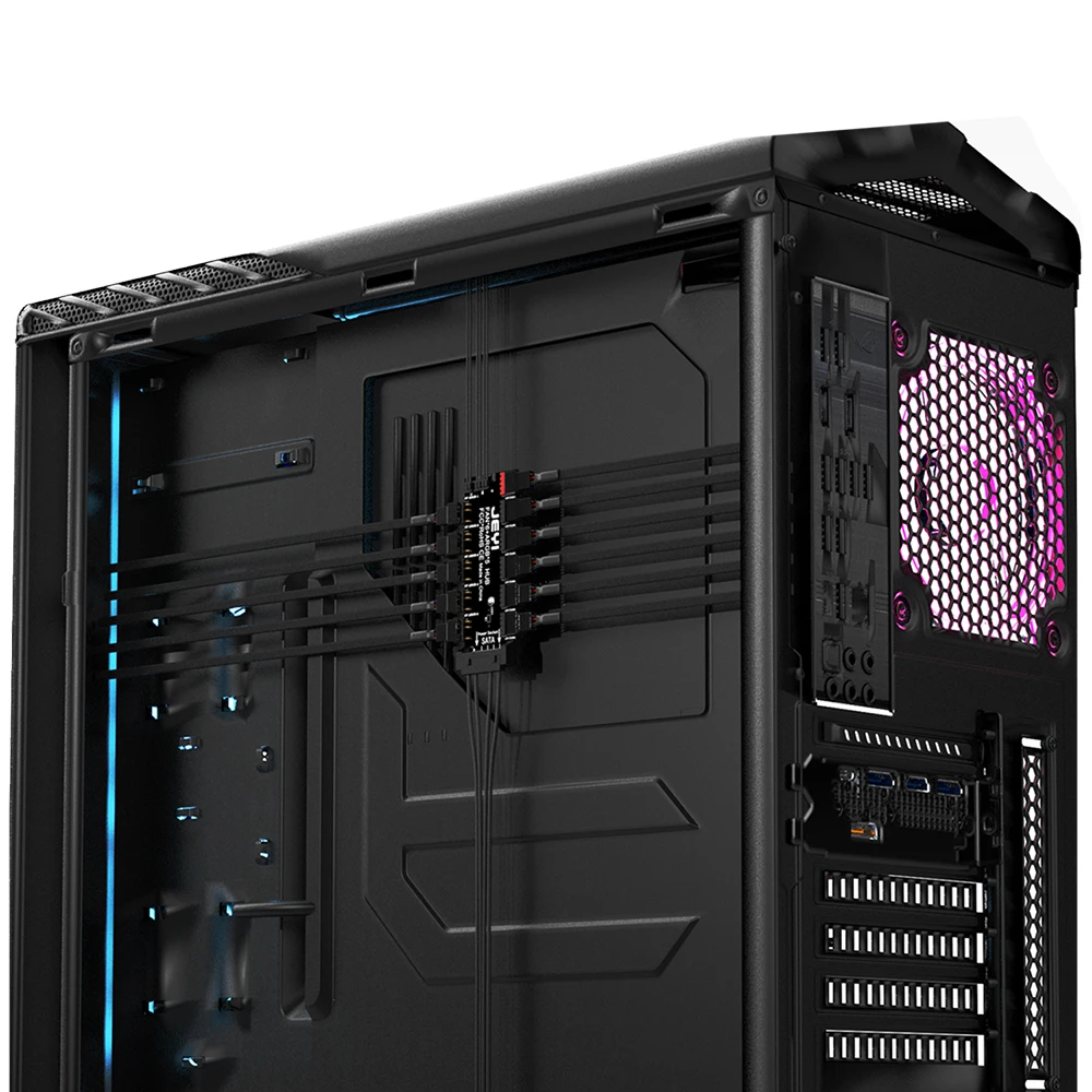 Jeyi Argb Maneira Pwm Fan Hub Endereçável 12v 4pin Pwm & 5v 3pin Argb 2-em1 Hub Rgb Tira Rgb Splitter - Imagem 3