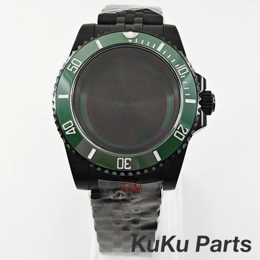 Black Purple GMT Bezel Watch Case with PVD Black Jubilee Bracelet and Sapphire Crystal