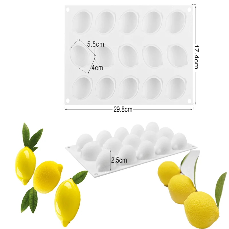 

15 Cavity Mini Silicone Mousse Cake Mold Half A Lemon Silicone Mold Cake Decorating Bakeware Baking Mold Cake Molds Cake Mold