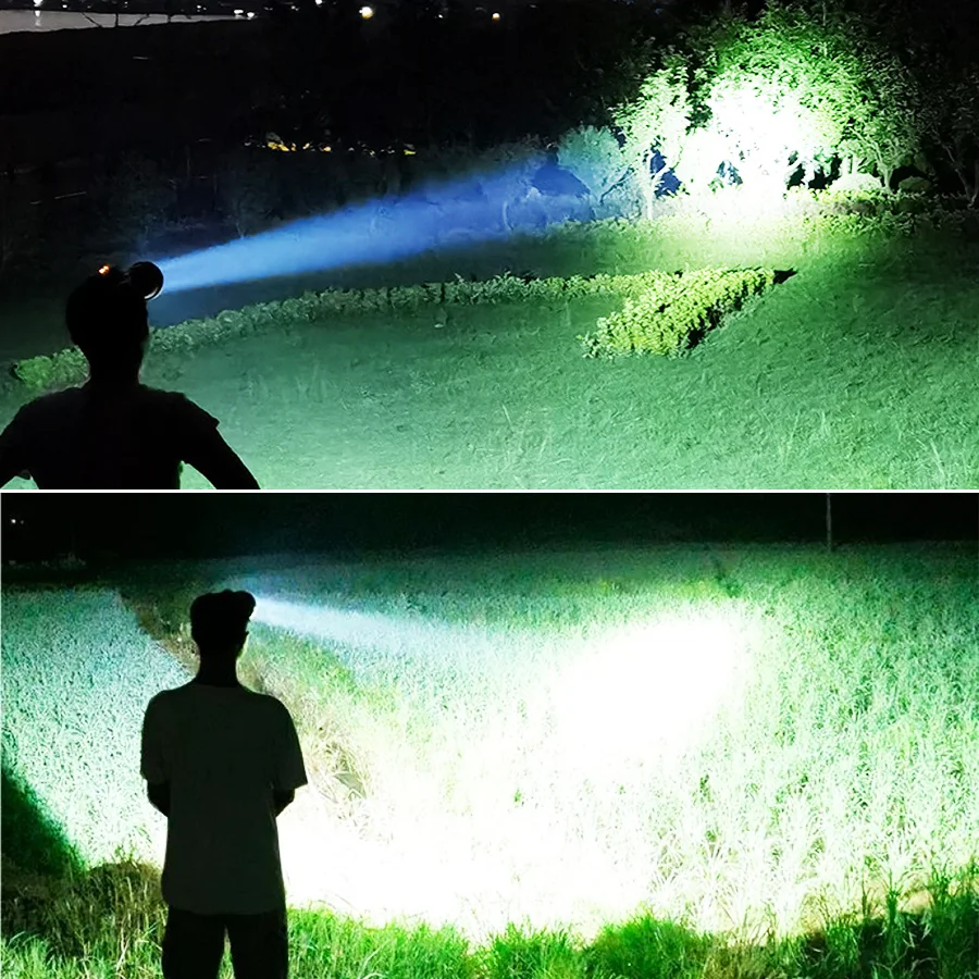 6800000LM LED 헤드램프 슈퍼 브라이트 고출력 LED 충전식 헤드 손전등 18650 야외 헤드라이트 낚시 캠핑 랜턴