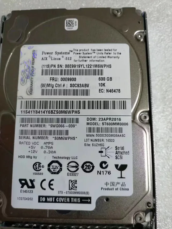 ESD5 00E9900 00E9920 600G SAS 10K 2.5' Power8 hard drive HDD