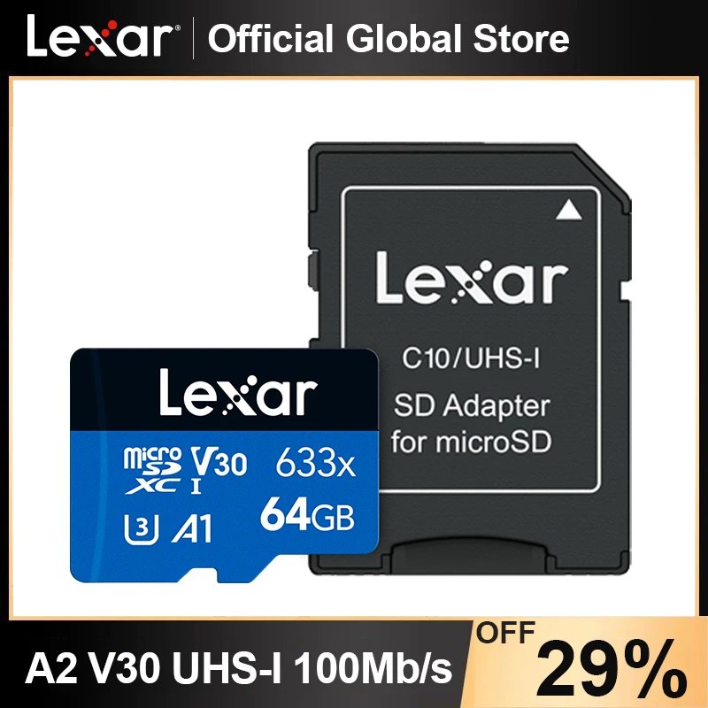 microsdxc switch Lexar 633x Micro SD Card 32GB 64GB 128GB 256GB 512GB 100MB/S Memory card SD/TF Flash Card Class 10 A1 V30 U3 microSD for Phone 256gb memory card