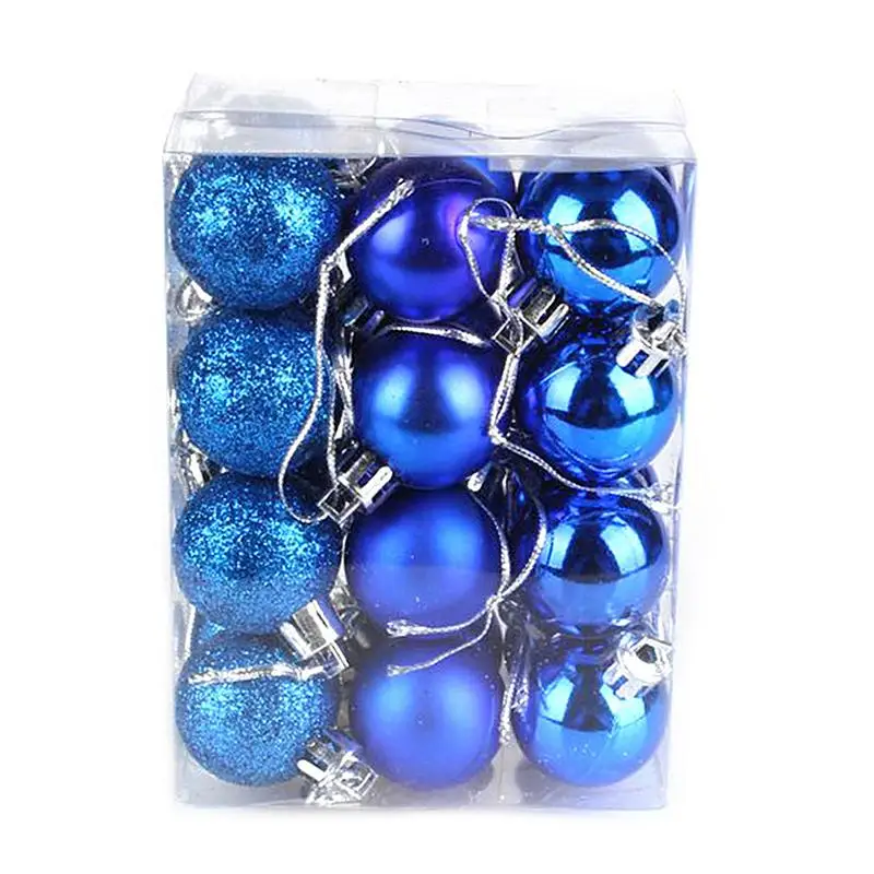 Bolas de Navidad, 24 piezas de bolas de purpurina duraderas para decoración de árboles de Navidad de colores puros