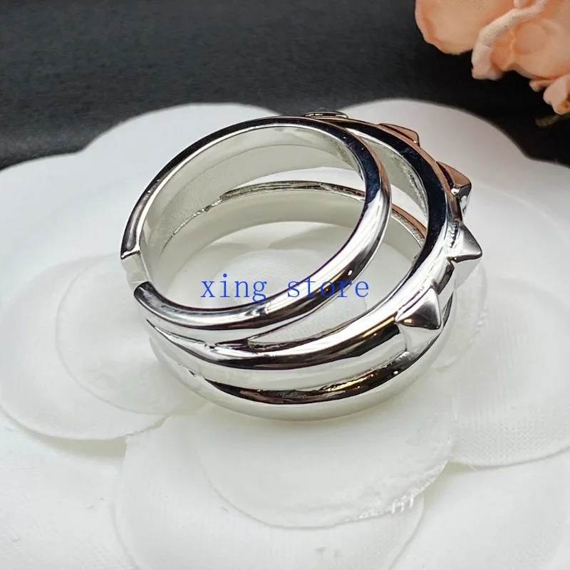2024 Fashion New Classic Round Double Layer Geometric Women's Ring