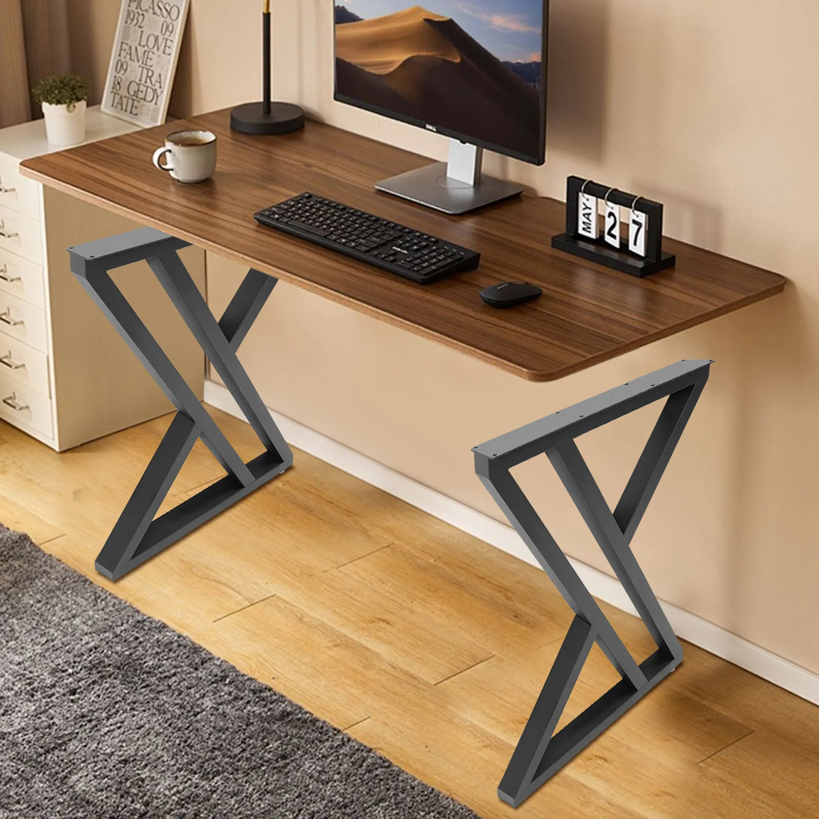 Pieds de Table en fer modernes, 2 pièces, pieds de bureau en forme de X, meubles en métal, pieds de Table à manger