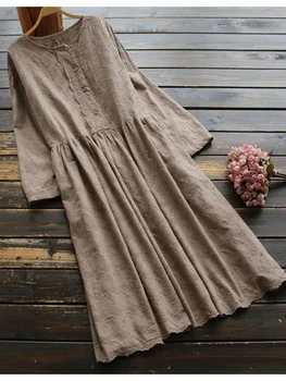 Lamtrip-Long Sleeve Loose Dress, Retro Floral Embroidery, Unique Cotton, Drop Shipping, Cheap 1