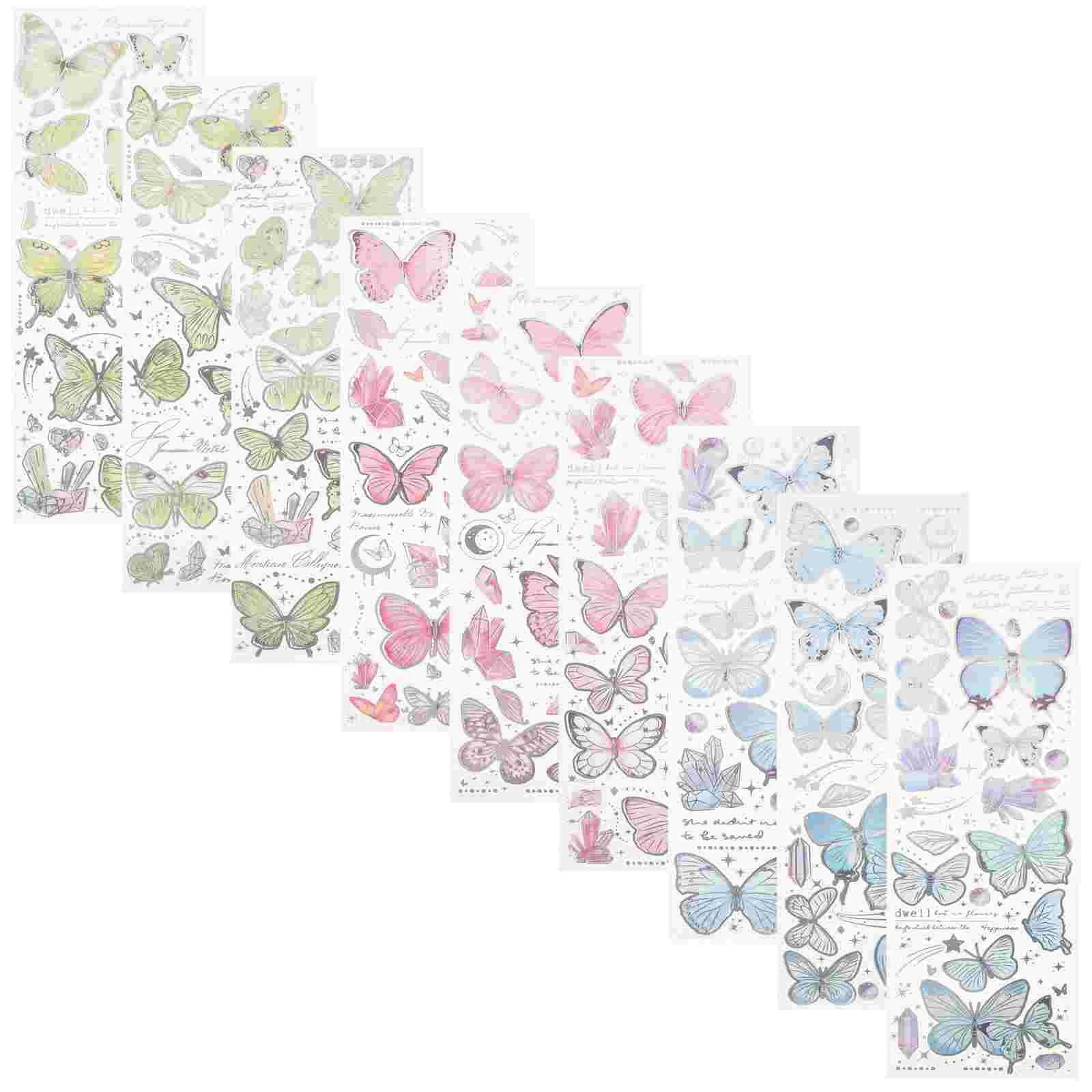 

9 Sheets Water Bottle Stickers Bronzing Butterfly DIY Material Decorative For Scrapbooking Planner Supplies