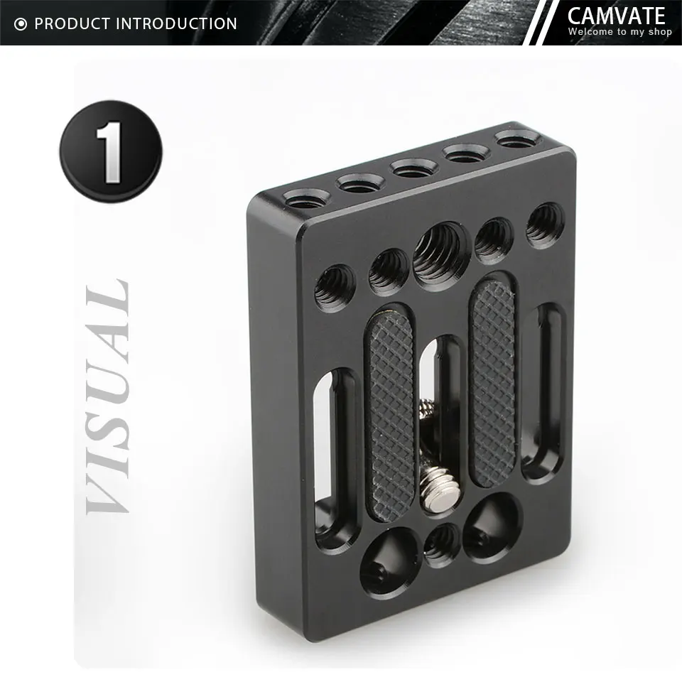 Camera Baseplate Quick Release Plate WIth 1/4"-20 & 3/8"-16 Threaded Holes For C