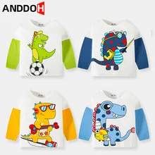 T shirt à manches longues pour enfants, 2T 7T, printemps automne, dessin animé dinosaure, à la mode, vêtements pour bébés garçons