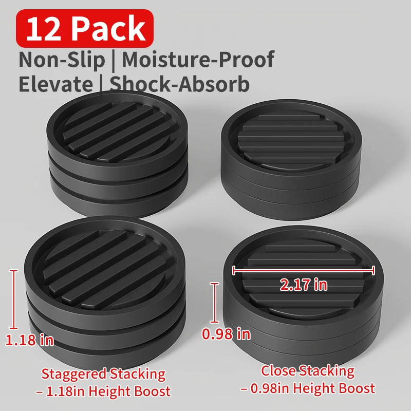 Versatile Anti-Slip Stackable Furniture Risers with Scratch Protection