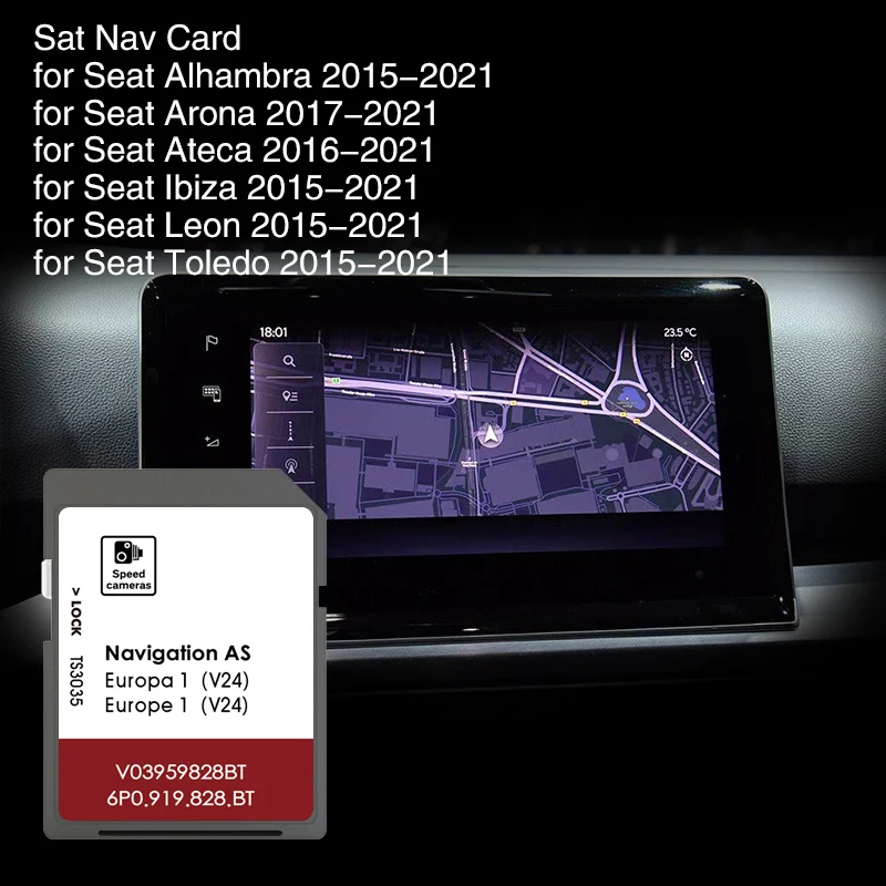 Scheda SD GPS per Sistema di Navigazione Seat Alhambra 2015-2021, Mappa AS V24 per Paesi Bassi, Germania, Francia - Image 2