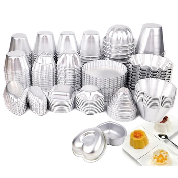 10pcs/lot Various design fluted edge wavy flower cup boat round shape aluminium tart mould jelly pudding cup cupcake mold baking