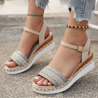 Zoki Plus Size Ankle Buckle Wedge Sandals for Women 2025 Summer Non Slip Beach Shoes Woman Lightweight Platform Sandles Female - Image 3