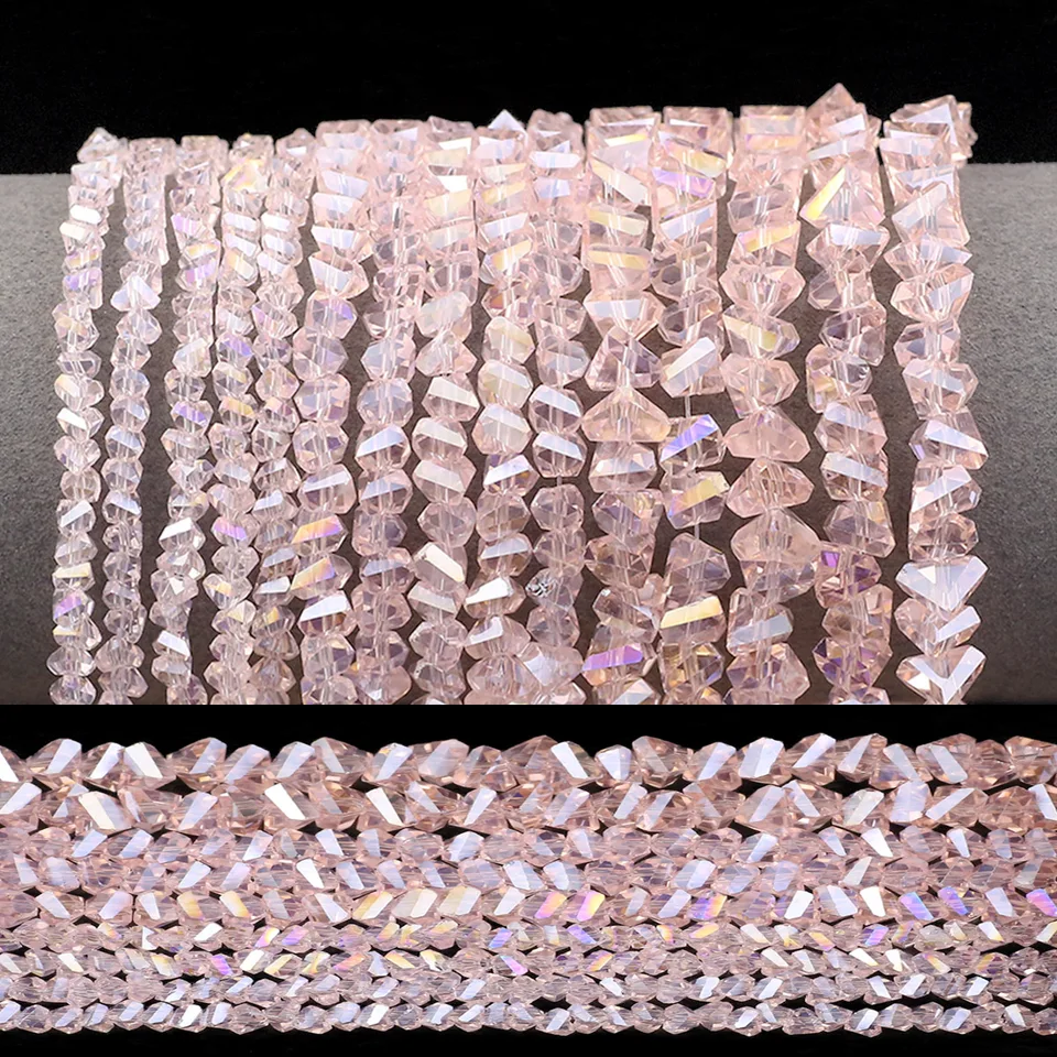 Rosa AB Colore 4/6/8mm Triangolare Sfaccettato Cristallo Austriaco Perline Sparse Del Distanziatore Per Creazione Di Gioielli Bracciali Collane FAI DA TE - Foto 3