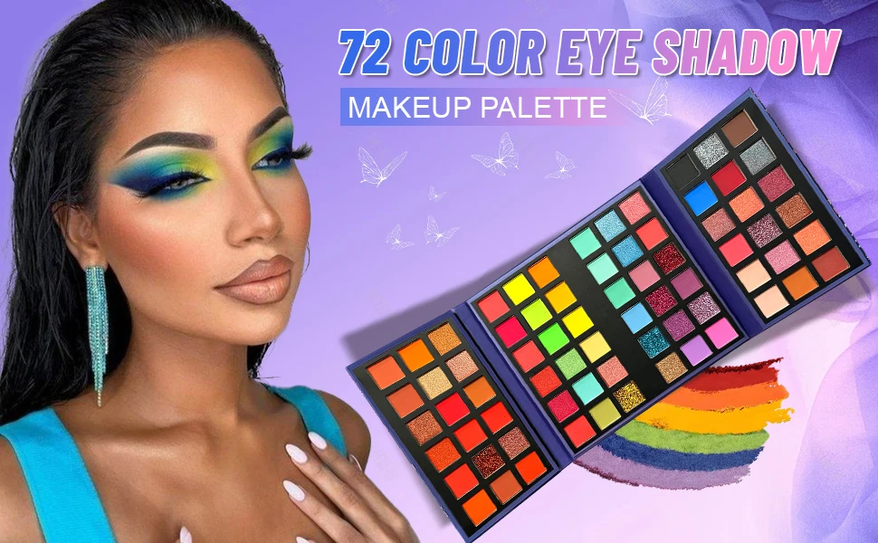 Description Picture 2 of item72 Color Eyeshadow Palette Color Board Shimmer Matte Nude Natural All In One, Carnival/Mardi Gras/Masquerade Makeup Cosmetics