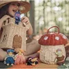 Rattan Woven Tote Bag Castle Mushroom Basket Portable Straw Storage Boxes Bohemian Vacation Picnic Baskets Kids Toys Organizer 1